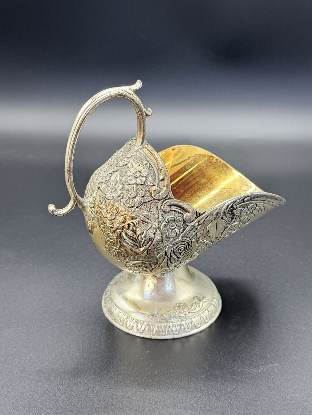 VTG Ornate Sugar Scuttle Bowl Candy Dish Brent Crest Leonard Japan Silverplate